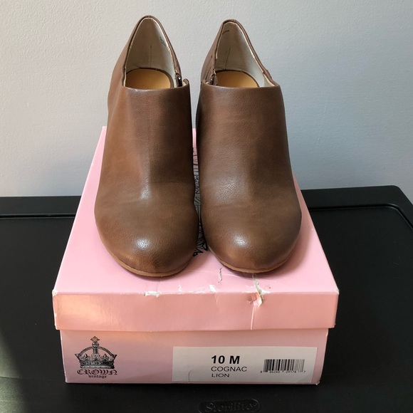 CROWN VINTAGE Brown Leather Booties - NEW Size 10 - Picture 2 of 6